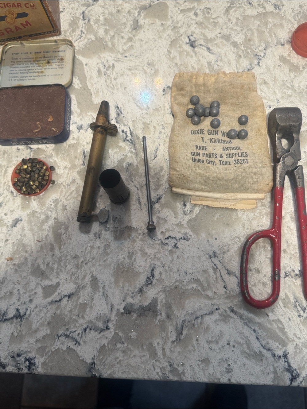 Antique Dixie Gun Works Lead Balls with Canvas Bag